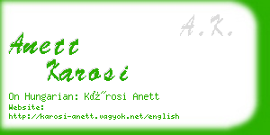 anett karosi business card